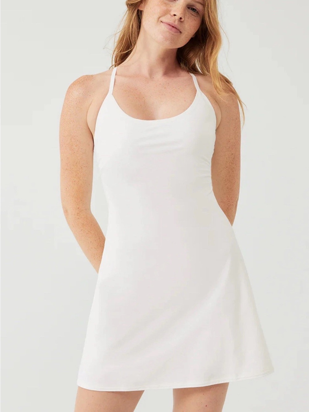 Outdoor Voices White Scoop-Neck One-Piece Tennis Workout Dress